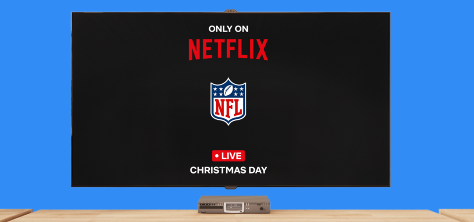 A TV Screen with the Netflix and NFL logos on it