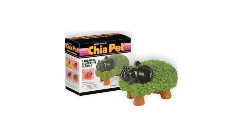 Elephant Chia Pet next to its box