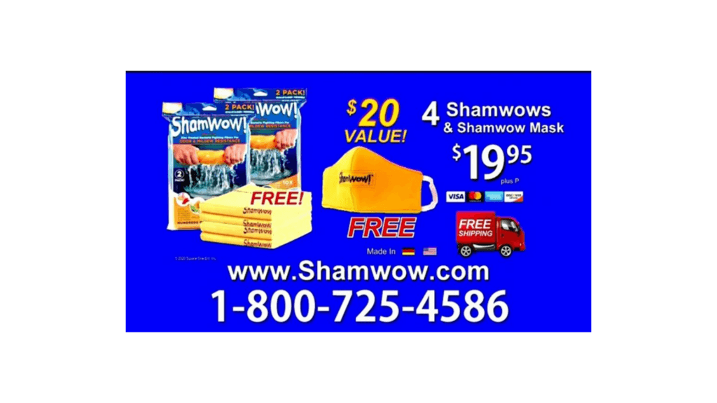 DRTV advertisement screen for the ShamWow