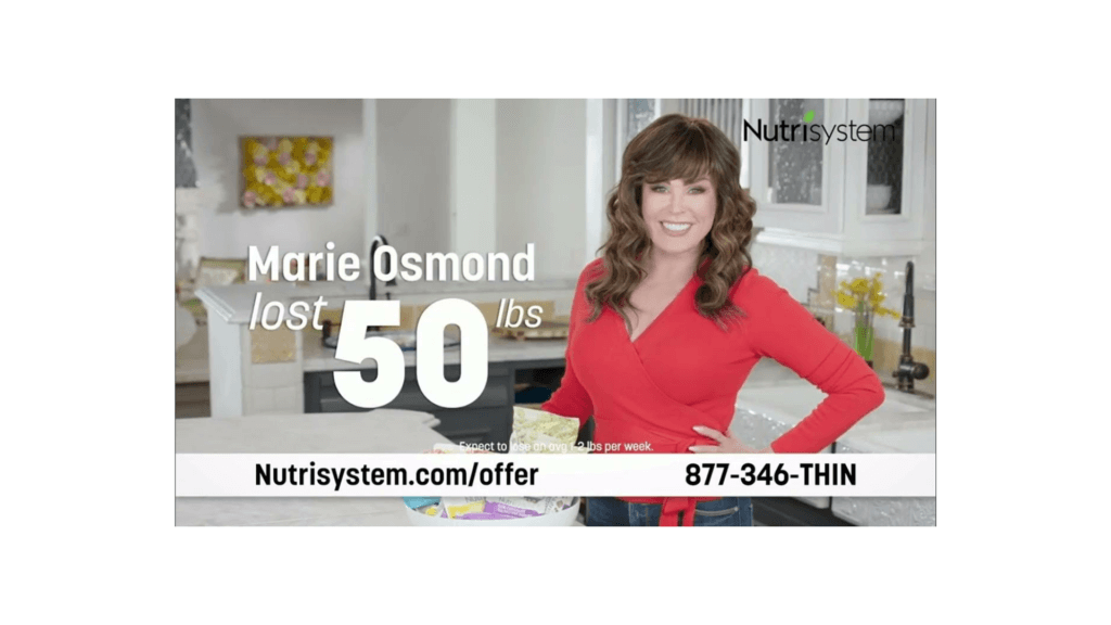 Marie Osmond featured in a DRTV advertisement for Nutrisystem