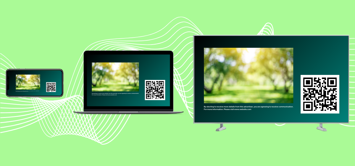 A nature image on multiple different screens with a green background