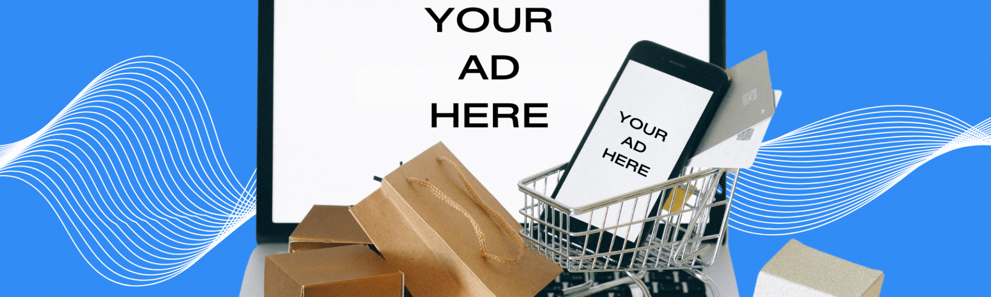 Advertisement screen that says "your ad here"